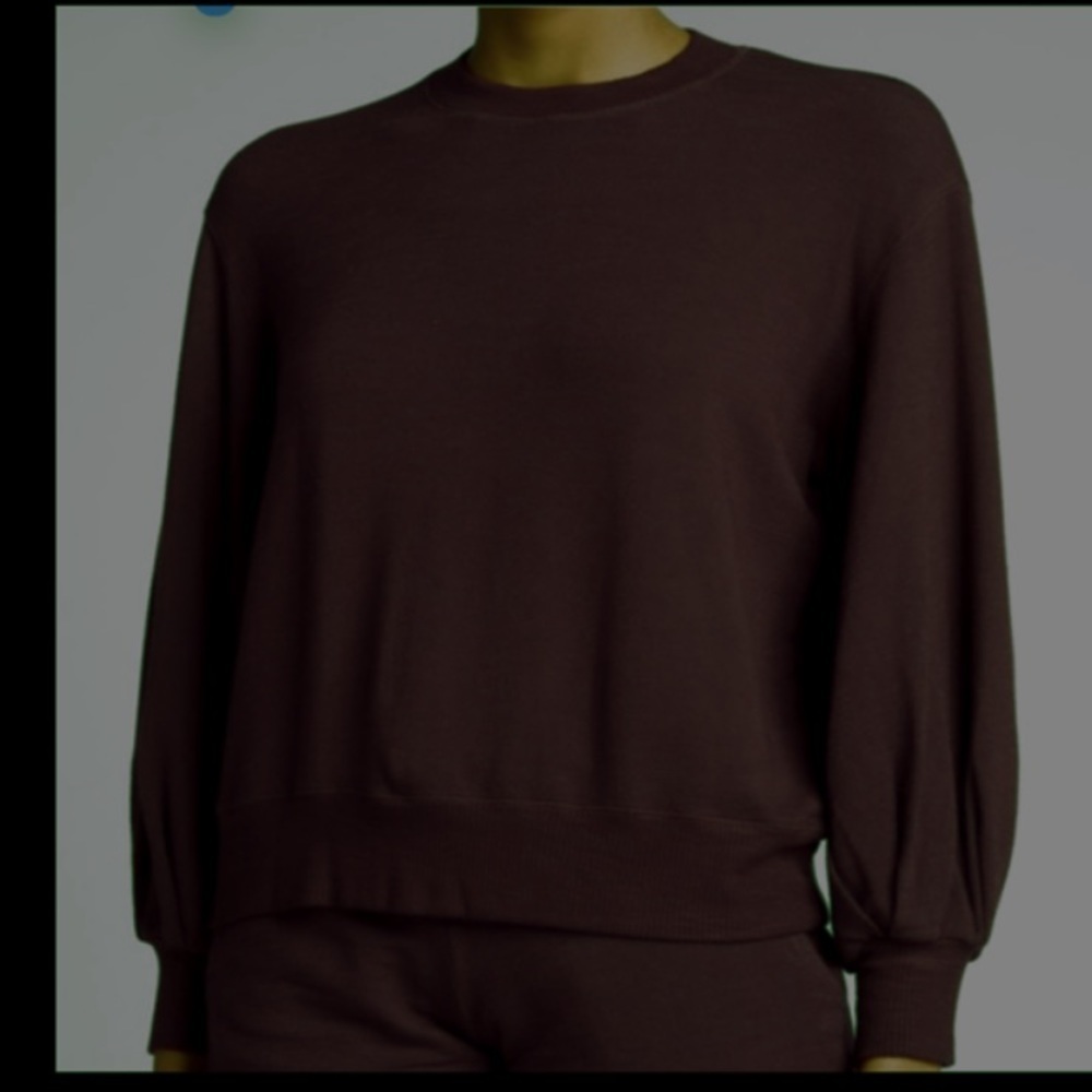 NWT Monrow Supersoft Active Cut Out Back Sweatshirt in Brown